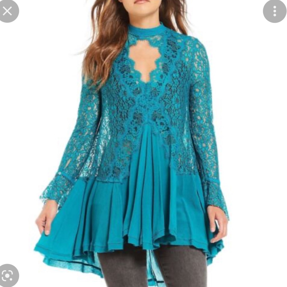 FP Tell Tale cut out lace tunic dress, size S